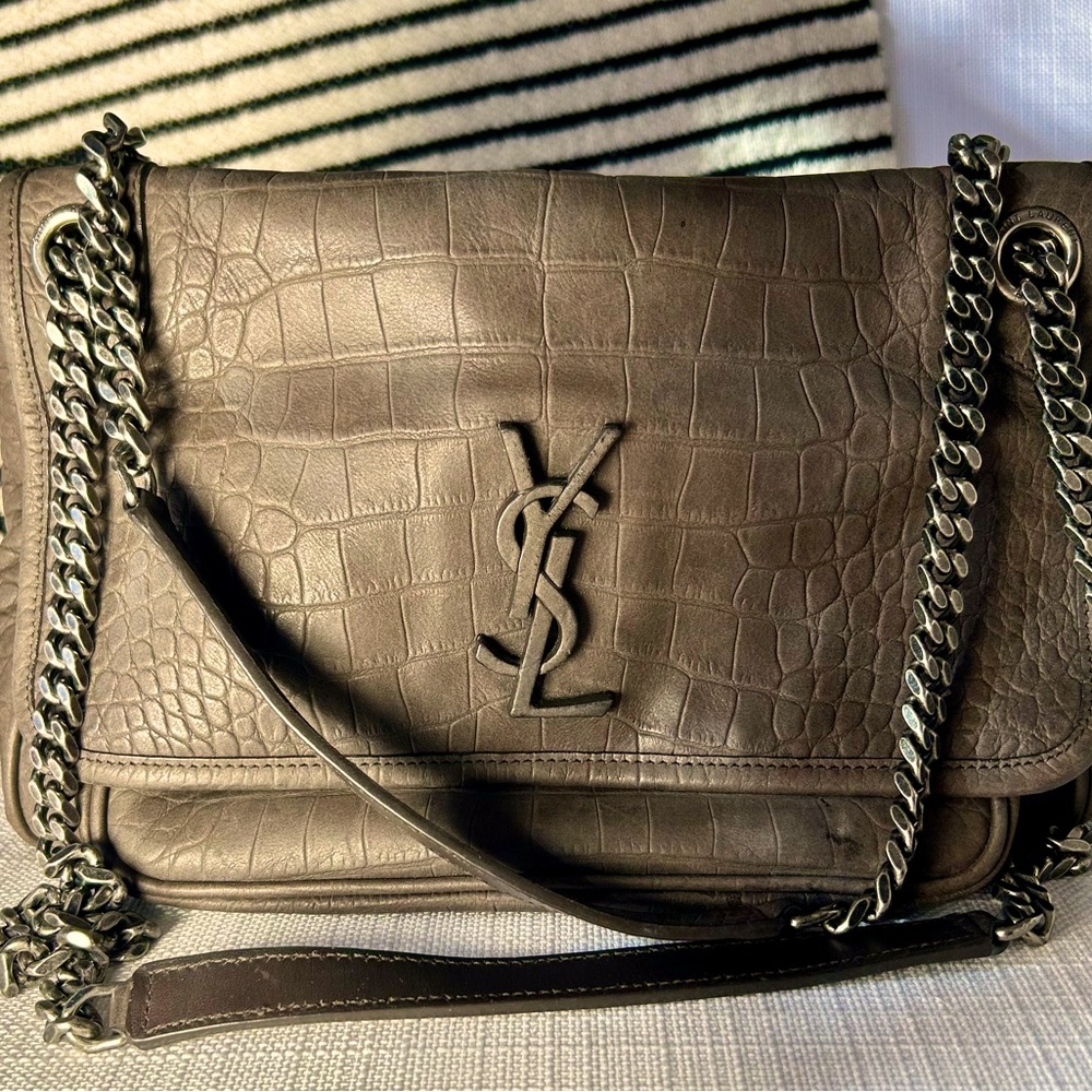 SAINT LAURENT Medium Niki Embossed Chain Bag